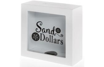 Casa Padrino Money Box Sand Dollars White / Black 15 x 6 x H. 15 cm
