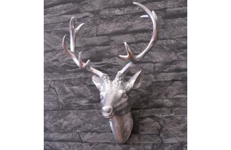 Deer head, silver-plated